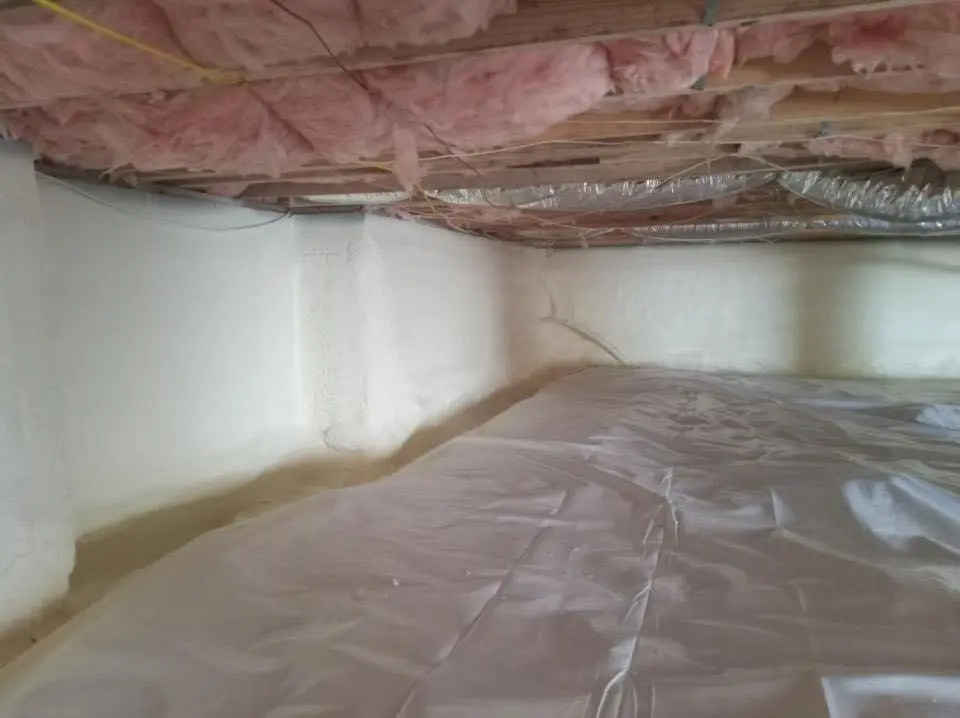 Crawl space encapsulation with closed-cell spray foam for Roof Waterproofing in East Liverpool